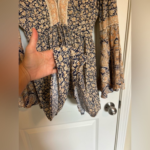 Free People Floral Boho romper Dress with Bell Sleeves - Picture 4 of 7